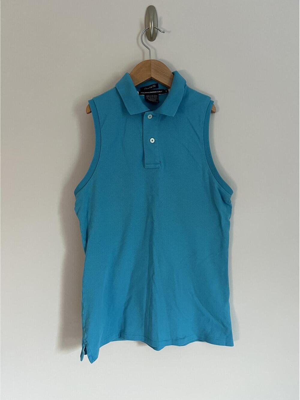 Y2K Ralph Lauren Golf Teal/Blue Sleeveless Polo Top, Size Small
